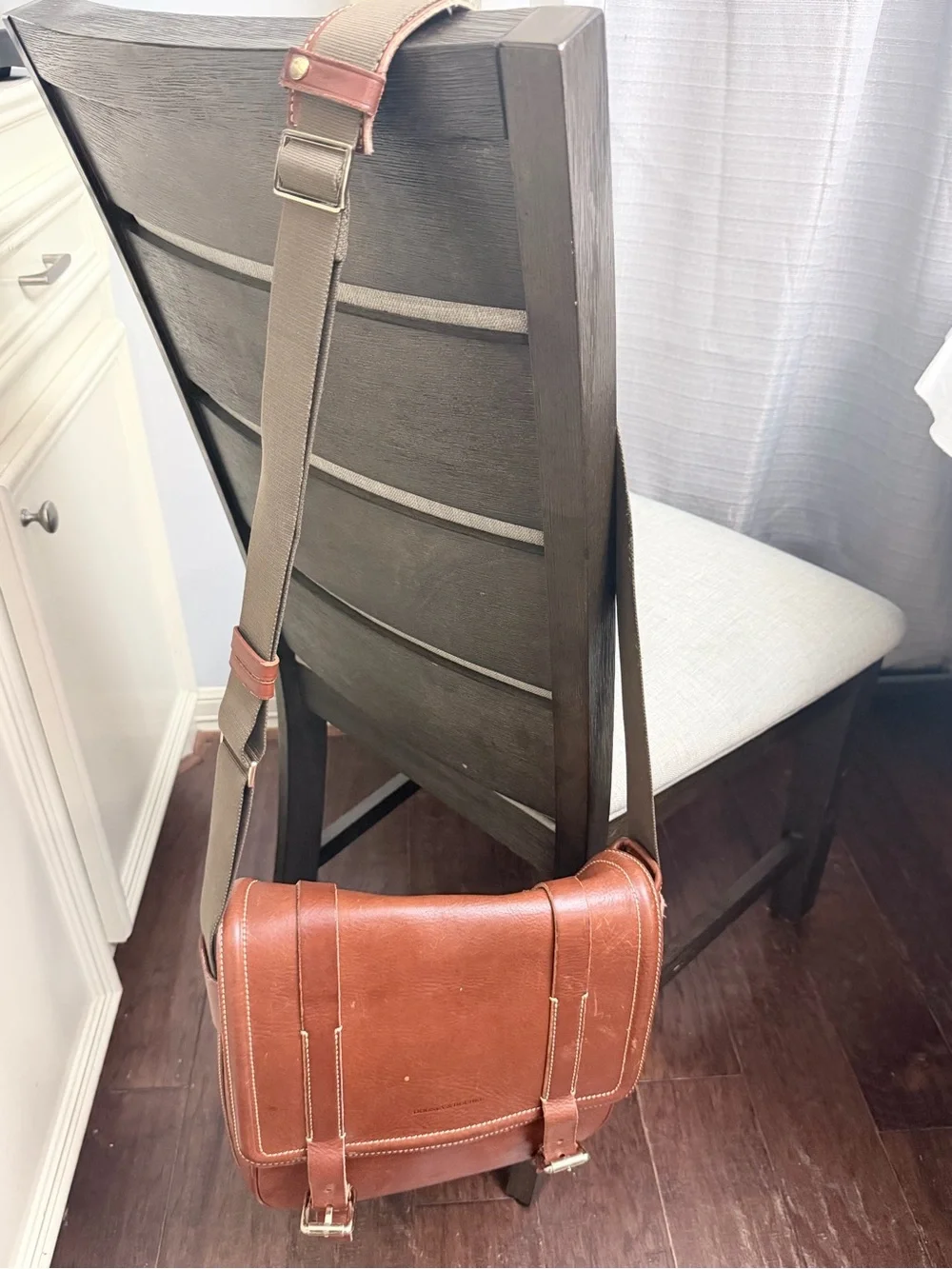 Dooney & Bourke Chestnut Brown Leather Messenger Bag